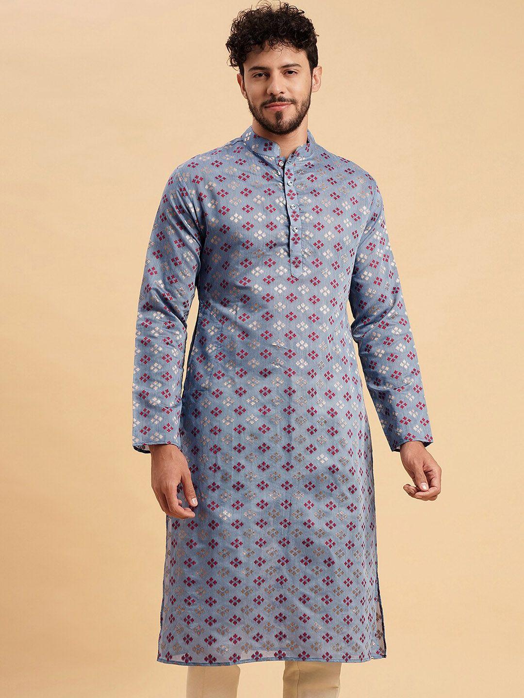 vrundavan ethics floral woven design jacquard kurta