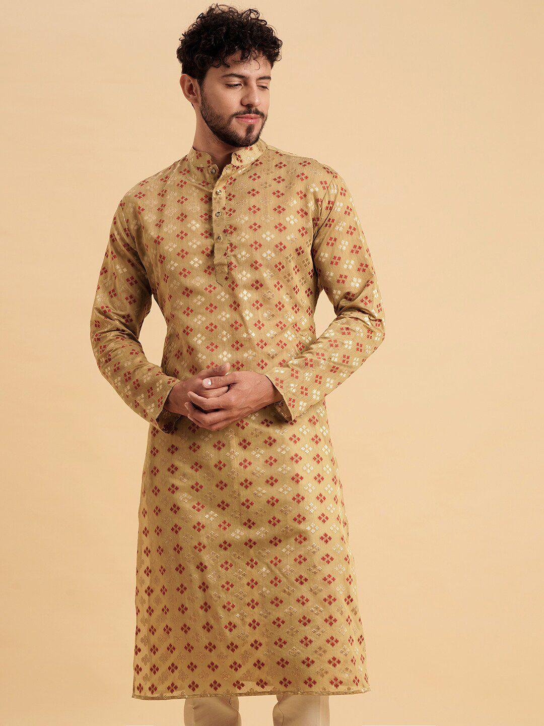 vrundavan ethics floral woven design jacquard kurta