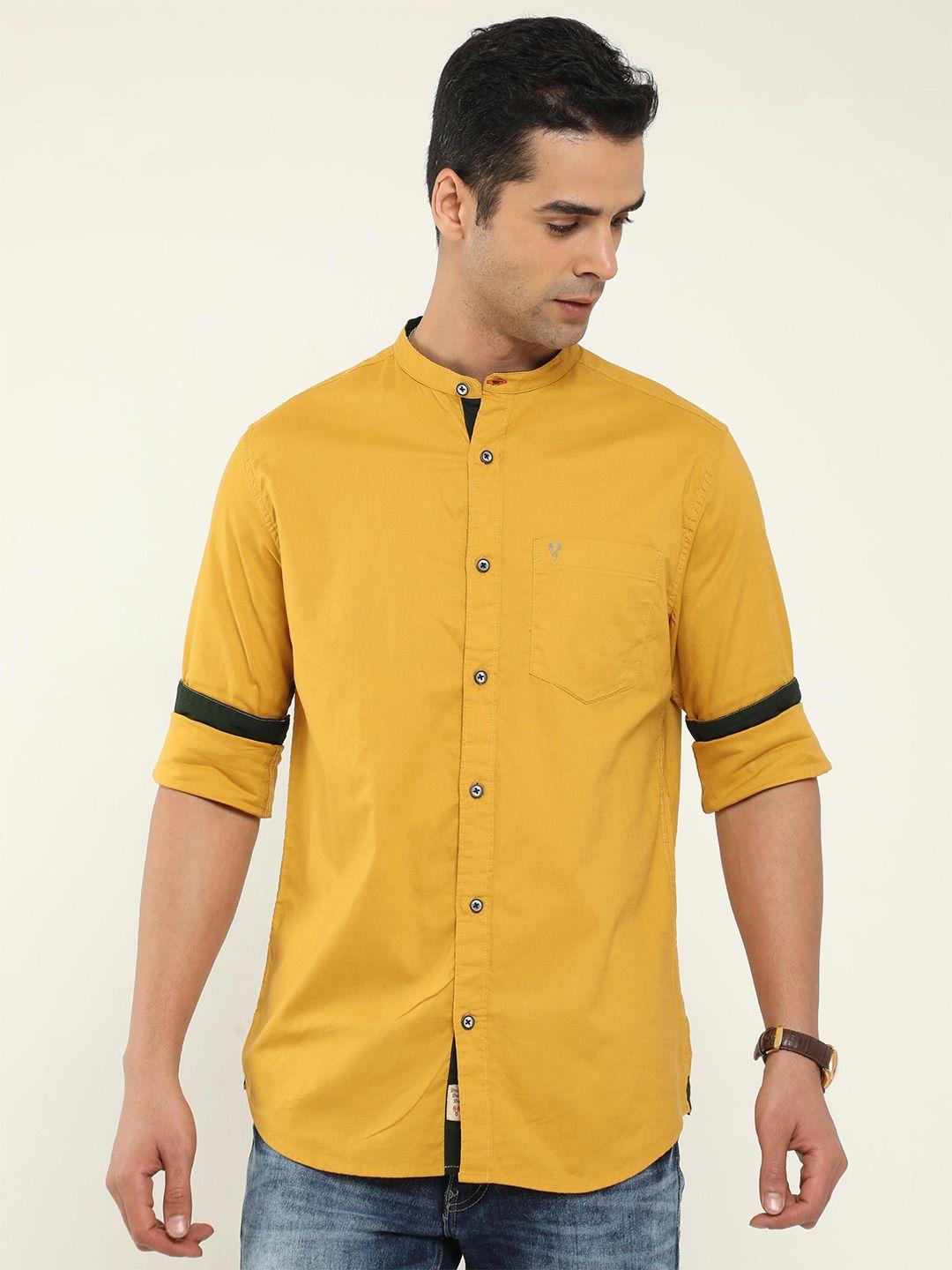 vudu band collar comfort opaque cotton casual shirt