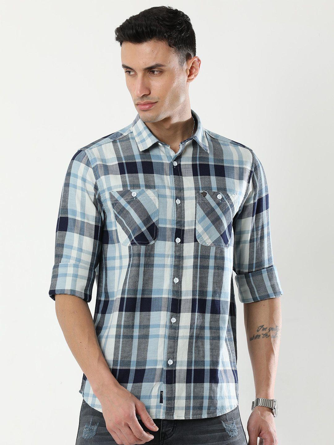 vudu comfort tartan checked casual cotton shirt