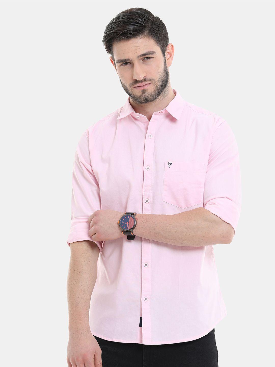 vudu men pink comfort pure cotton casual shirt