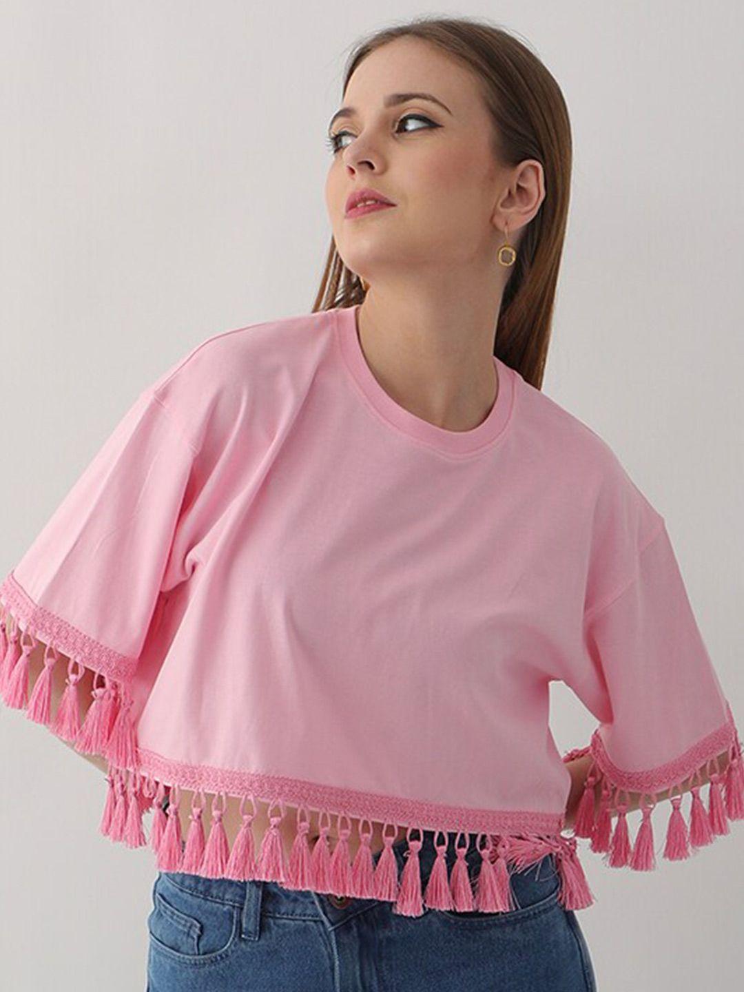 vyve round neck short sleeves cotton boxy crop top