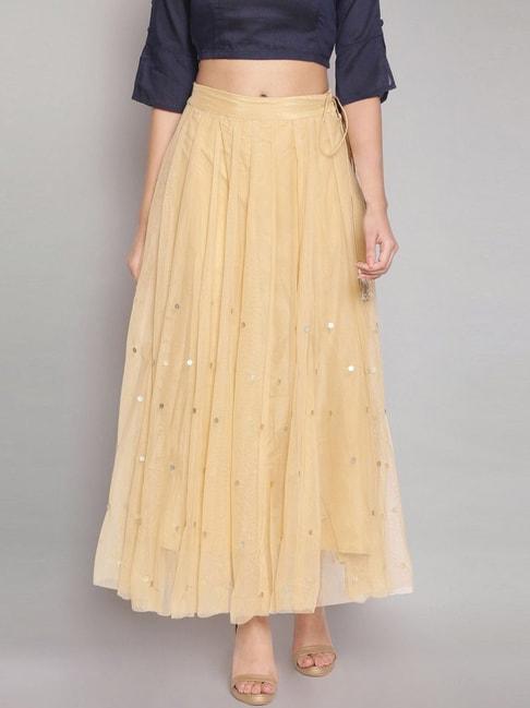 w beige embroidered skirt