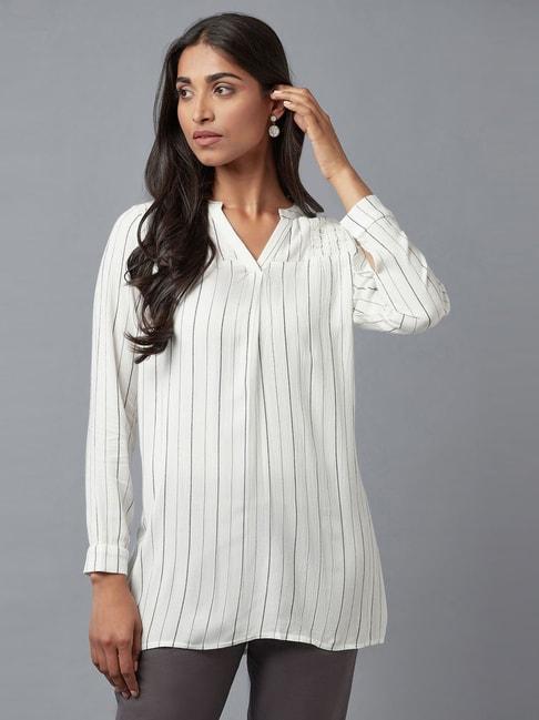 w off-white striped tunic