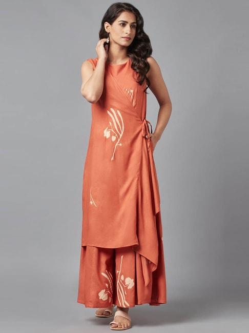 w orange floral print jumpsuit