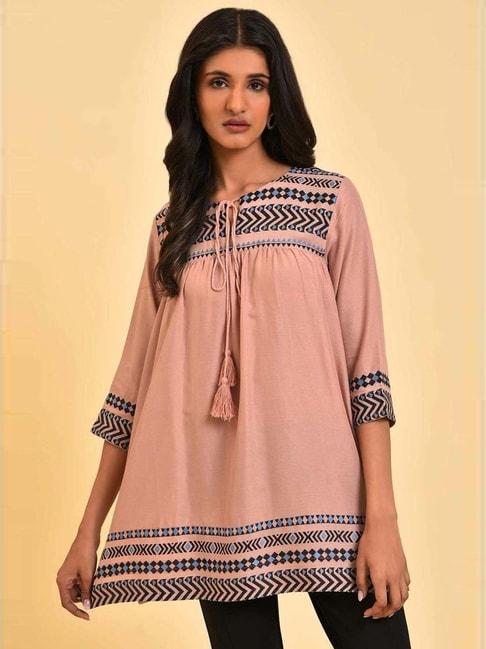 w pink embroidered tunic