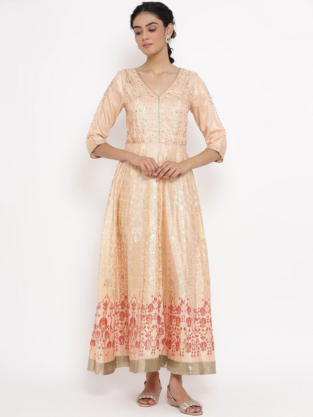 w pink ethnic motifs ethnic maxi dress