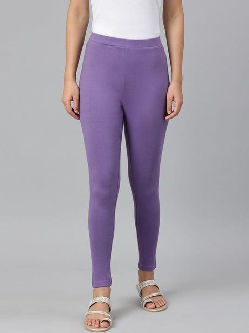 w purple cotton regular fit leggings