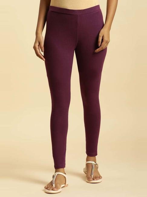 w purple regular fit leggings