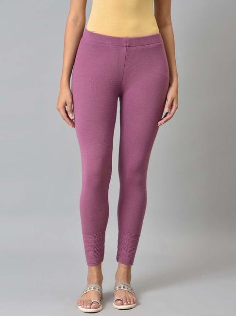 w purple regular fit leggings