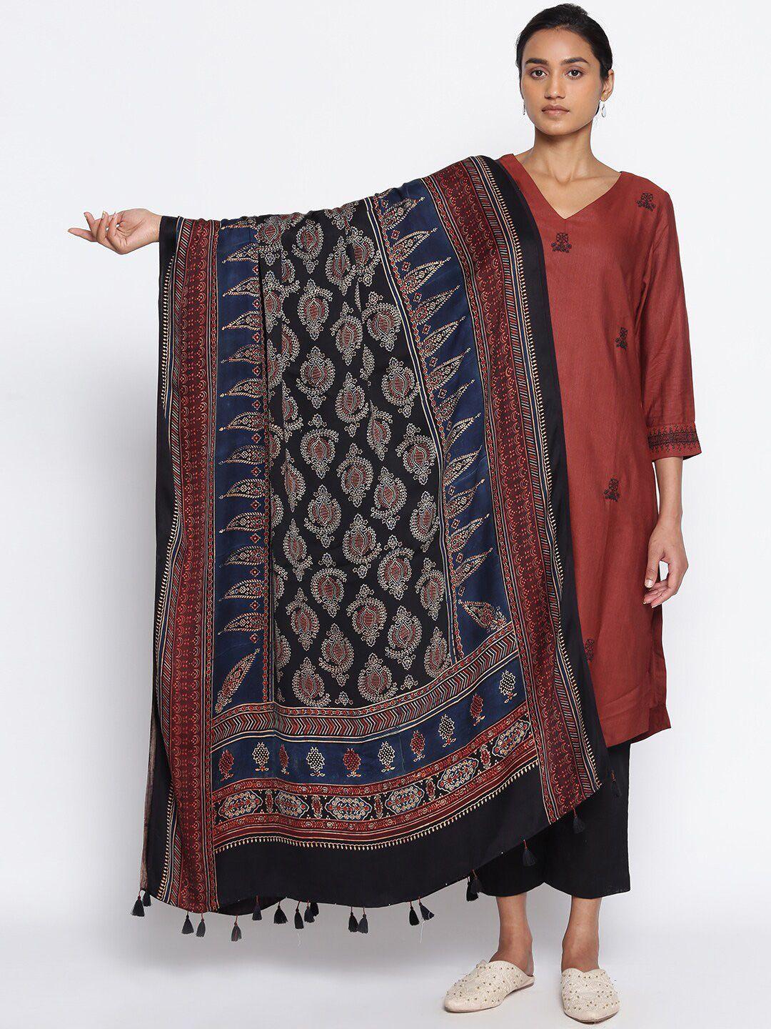 w the folksong collection women multicoloured ajrakh print drape