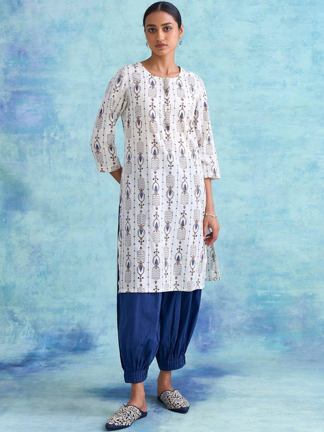 w the folksong collection women white printed kurta