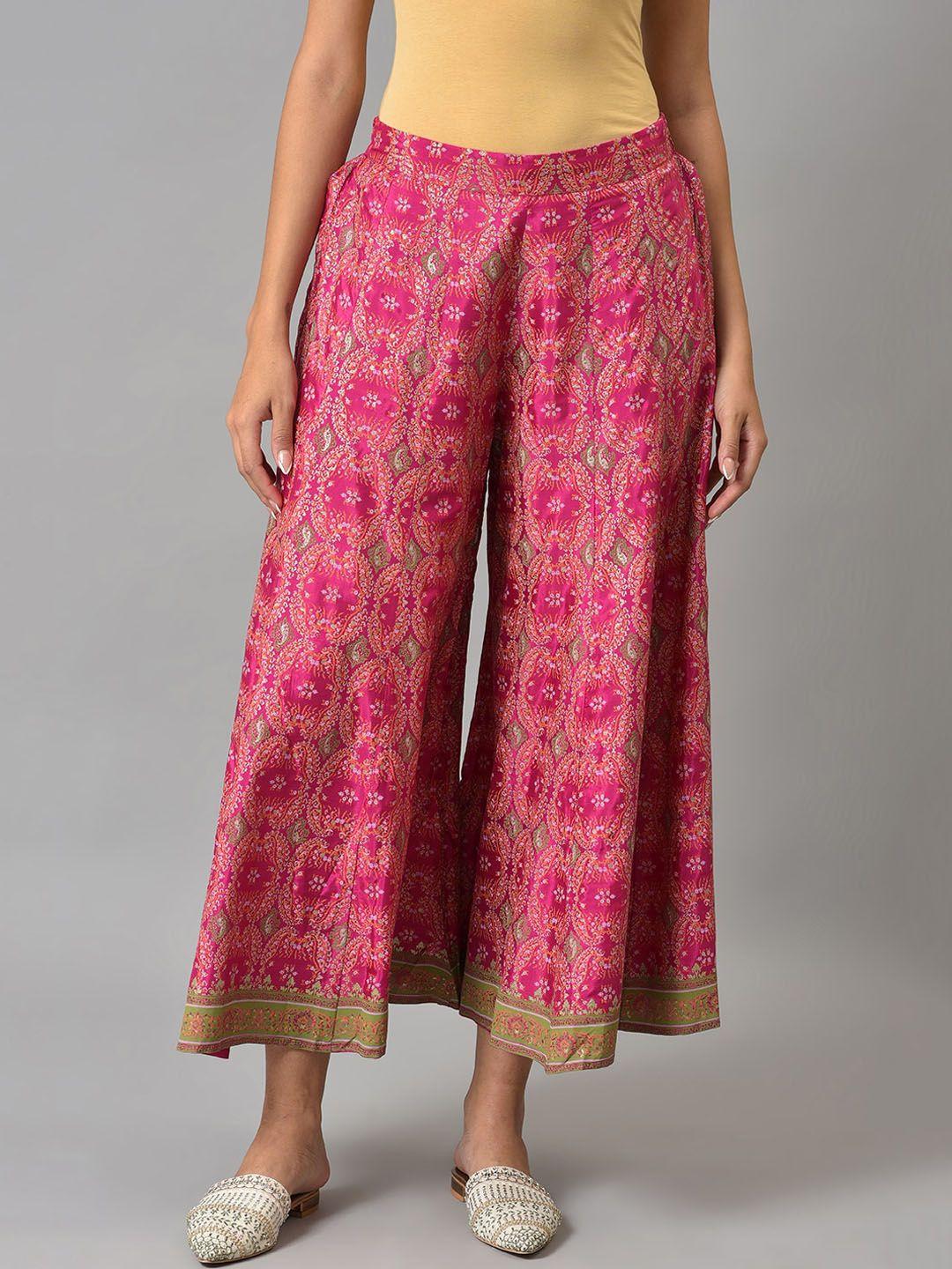 w women berry pink floral printed maxi skirts
