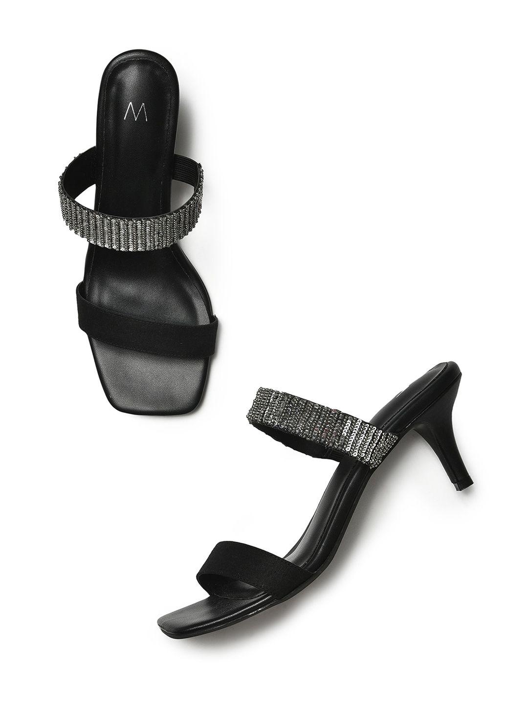 w women black embellished kitten heels