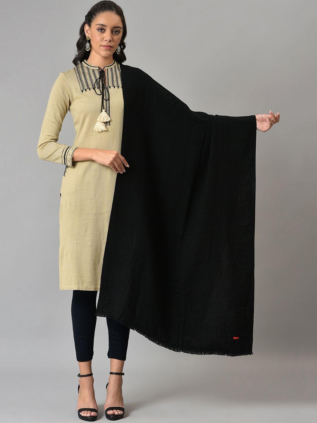 w women black solid shawl