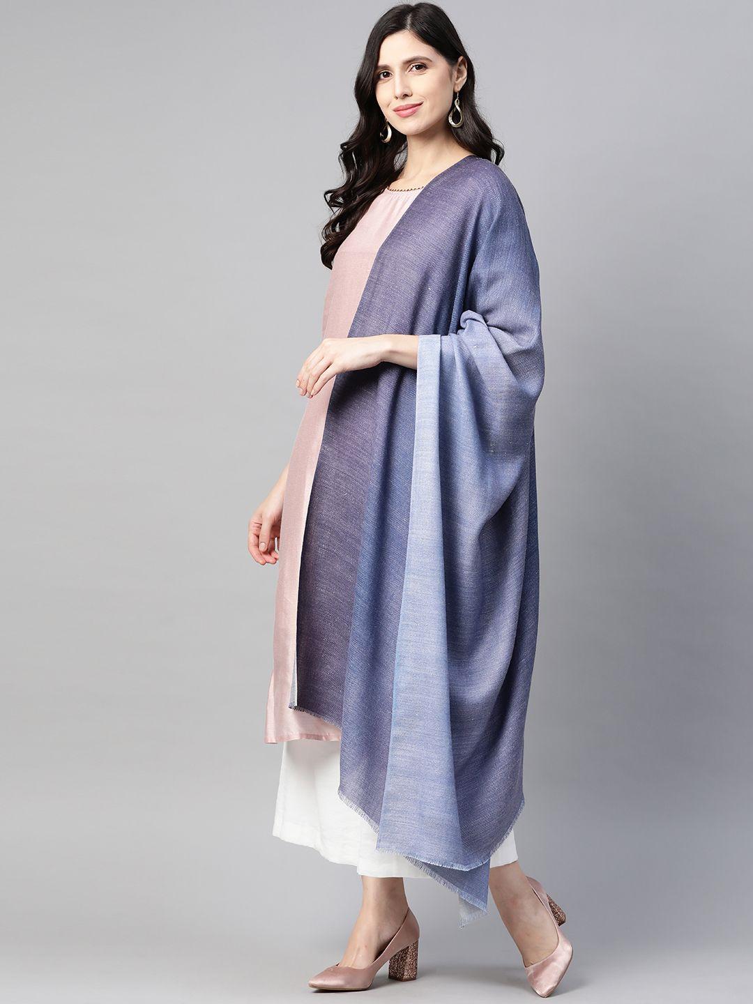 w women blue ombre print shawl