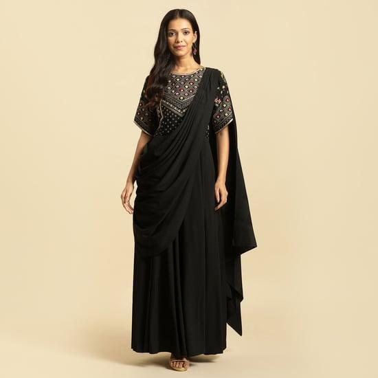 w women embroidered saree dress