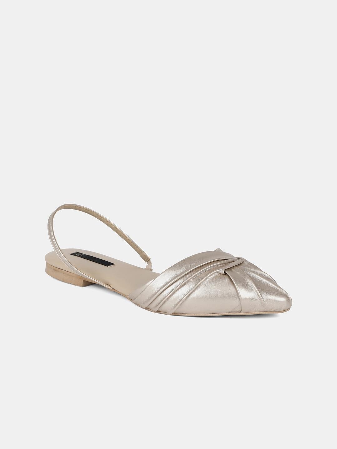 w women gold-toned pleated mules