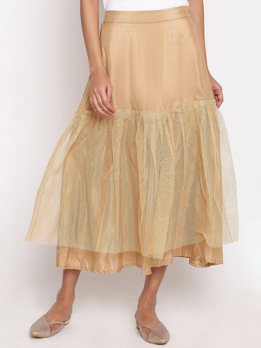 w-women-golden-solid-midi-length-flared-skirt
