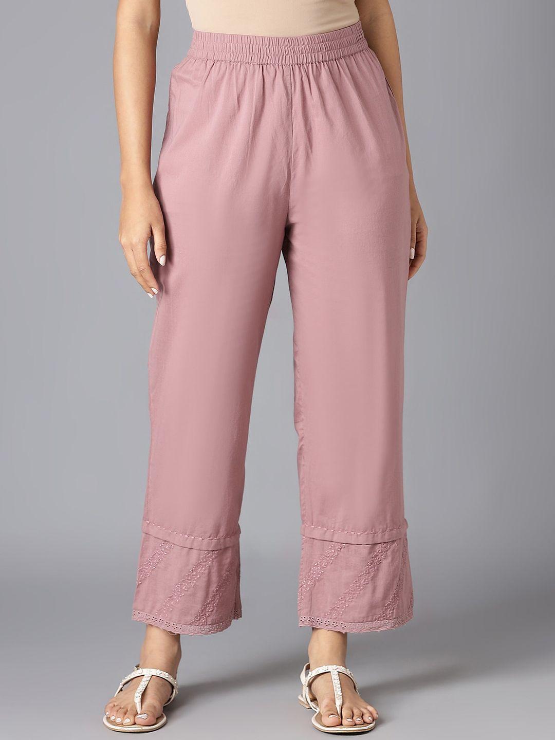 w women pink parallel trousers