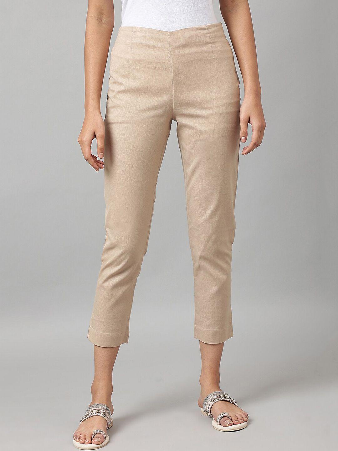 w women slim fit mid-rise cigarette trousers