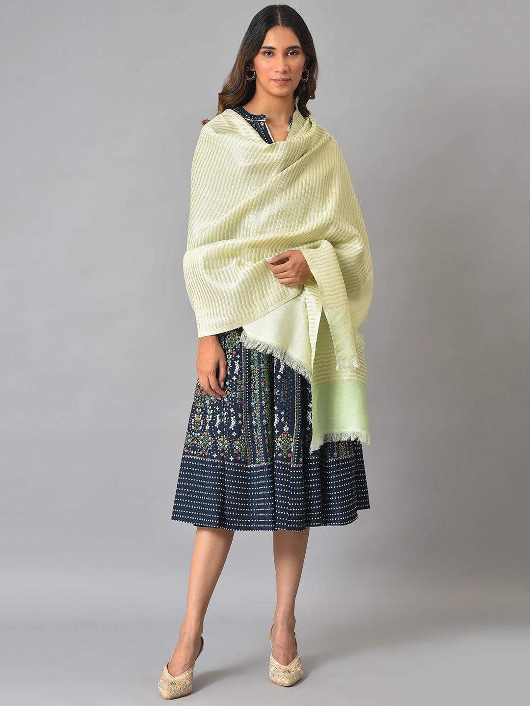 w women striped design cotton shawl