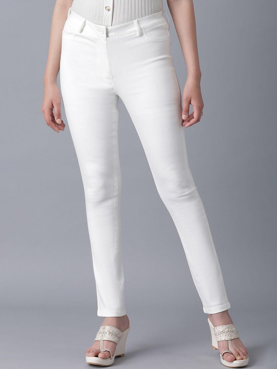 w women white slim fit mid-rise clean look stretchable jeans