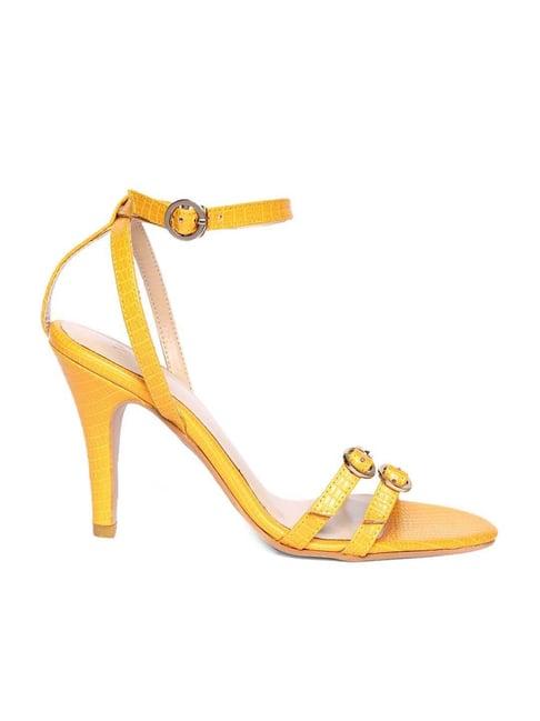 w women's wbristol mustard ankle strap stilettos