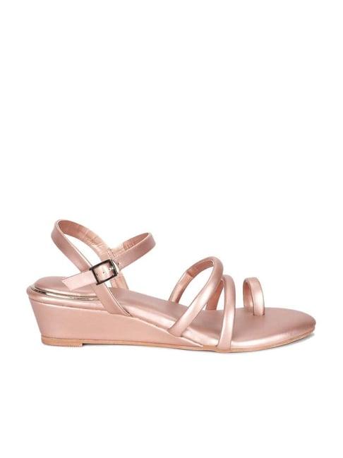 w women's wmikayla rose gold ankle strap wedges