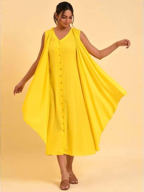 w yellow a-line dress