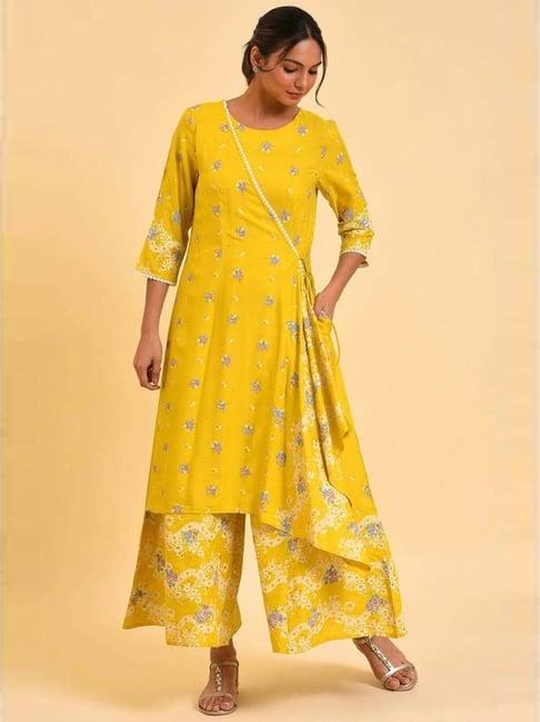 w yellow printed jumpsuit