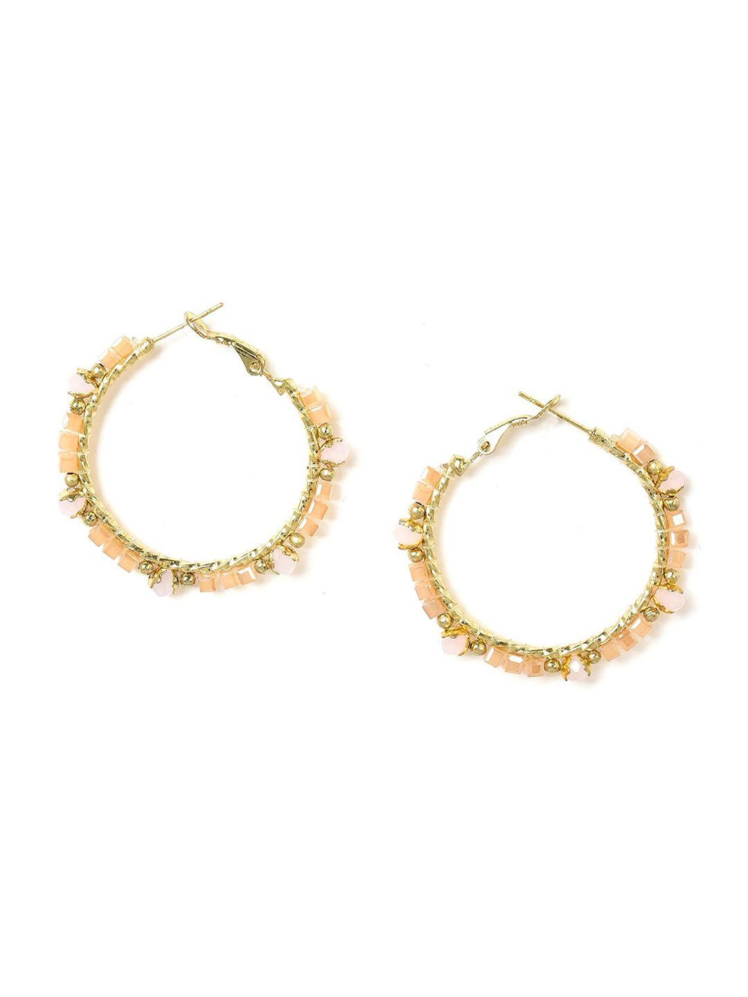 w beige & peach-coloured circular hoop earrings
