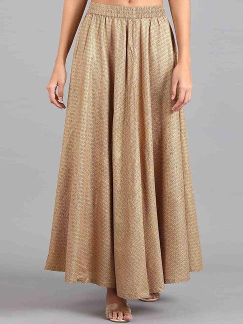 w beige printed a-line skirt