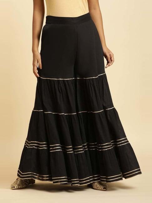 w black cotton embroidered sharara