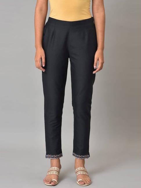 w black embroidered pants