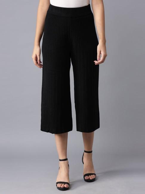 w black regular fit cropped pants