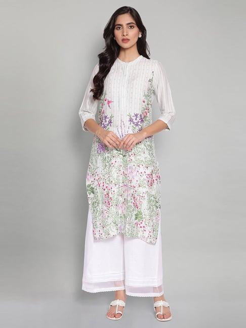 w blue blush floral print kurta