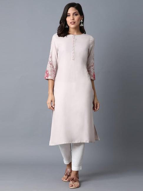 w blush pink straight kurta