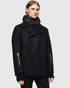 w-bonded regular fit embroidered peacoat