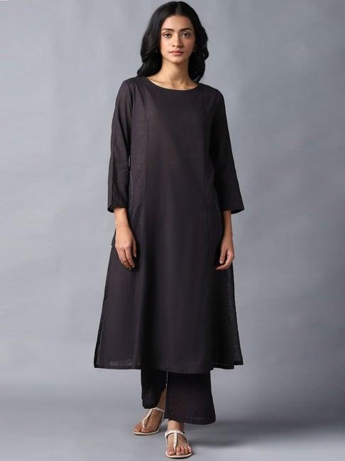 w brown cotton a line kurta