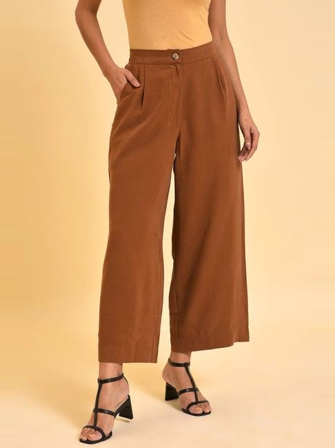 w brown high rise flared pants