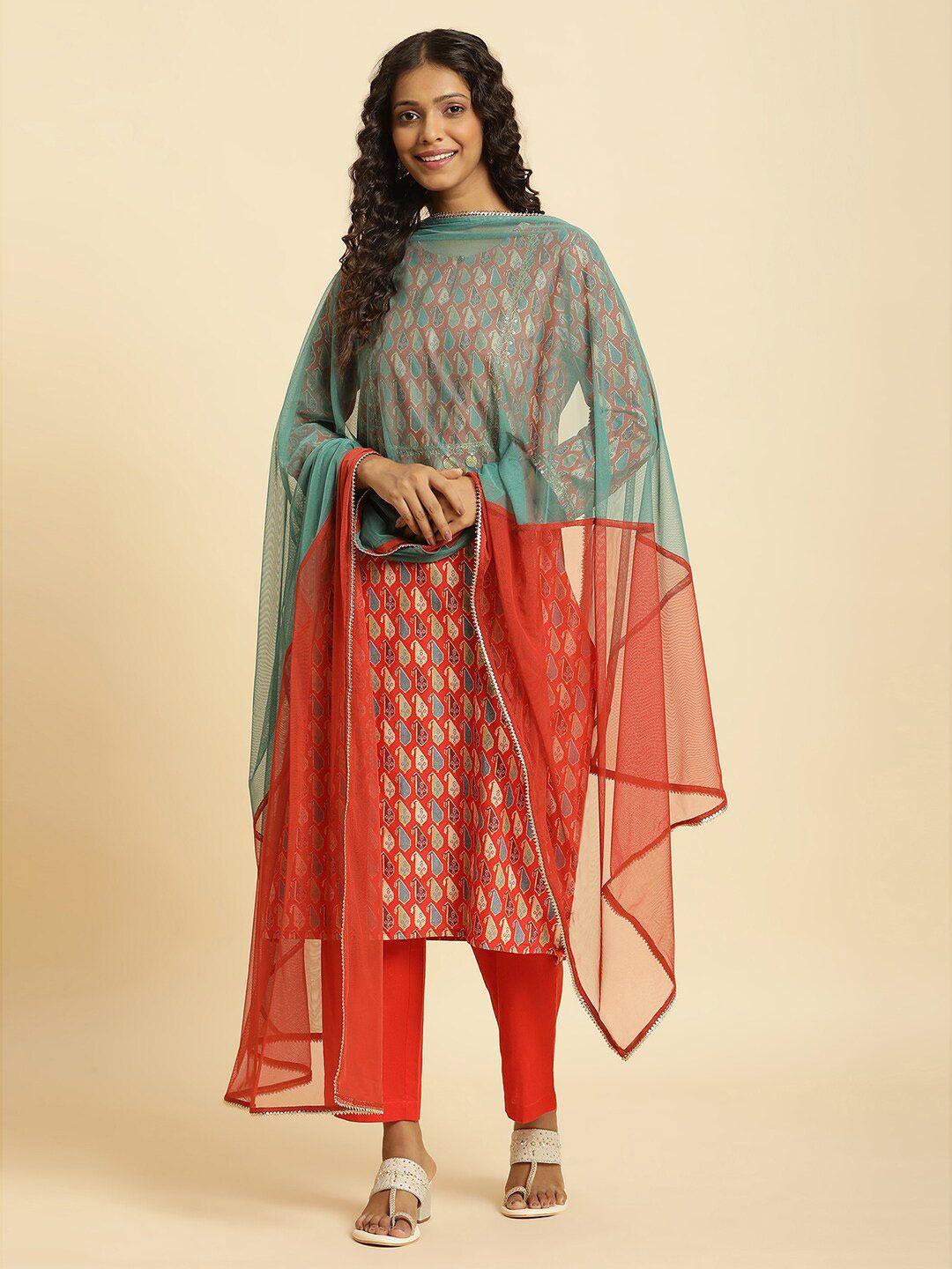 w colourblocked dupatta with gotta patti