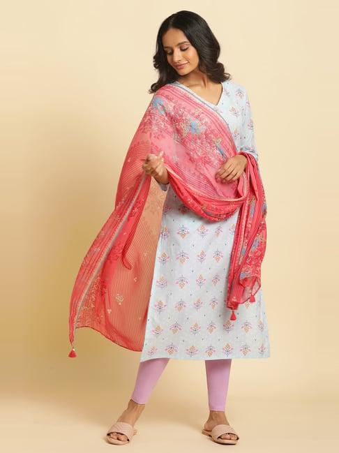 w coral printed dupatta