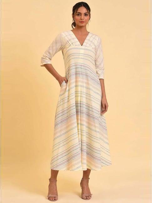 w cream cotton printed maxi dress