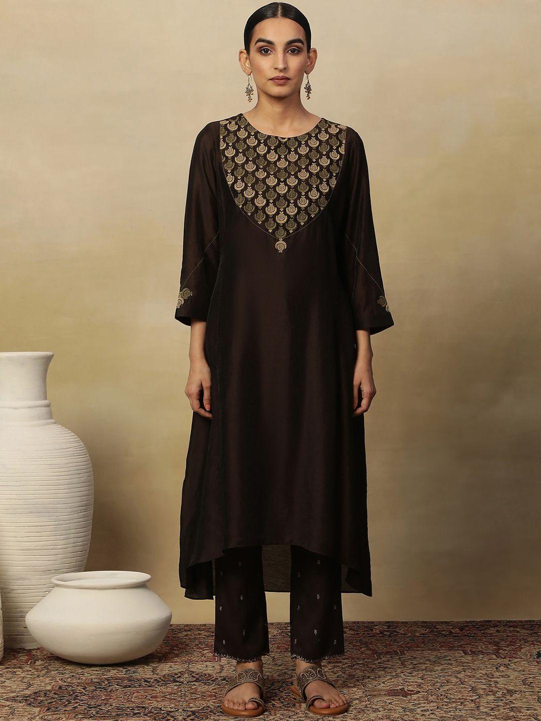 w ethnic motifs embroidered a-line kurta