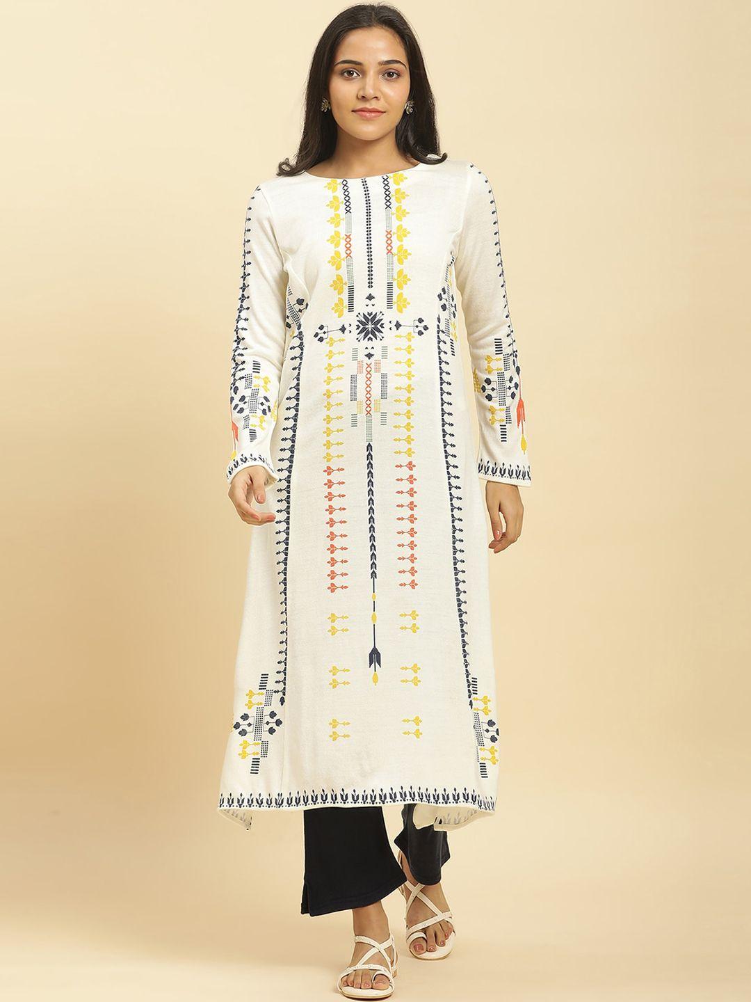 w ethnic motifs printed acrylic kurta with trouser