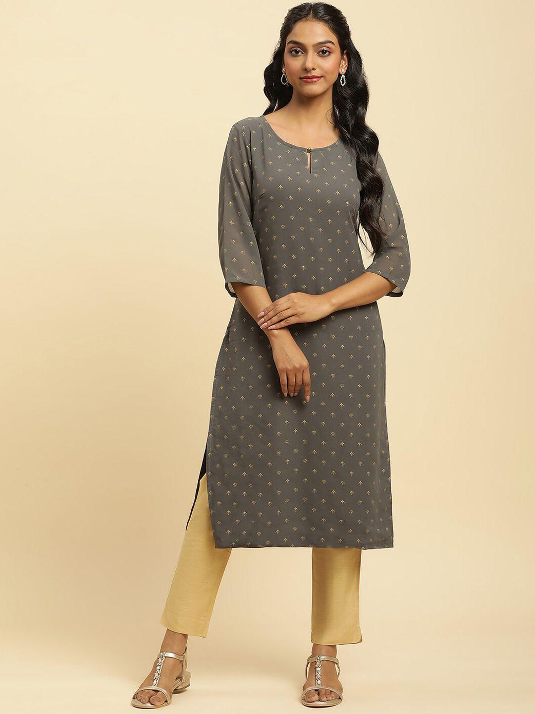 w ethnic motifs printed keyhole neck kurta