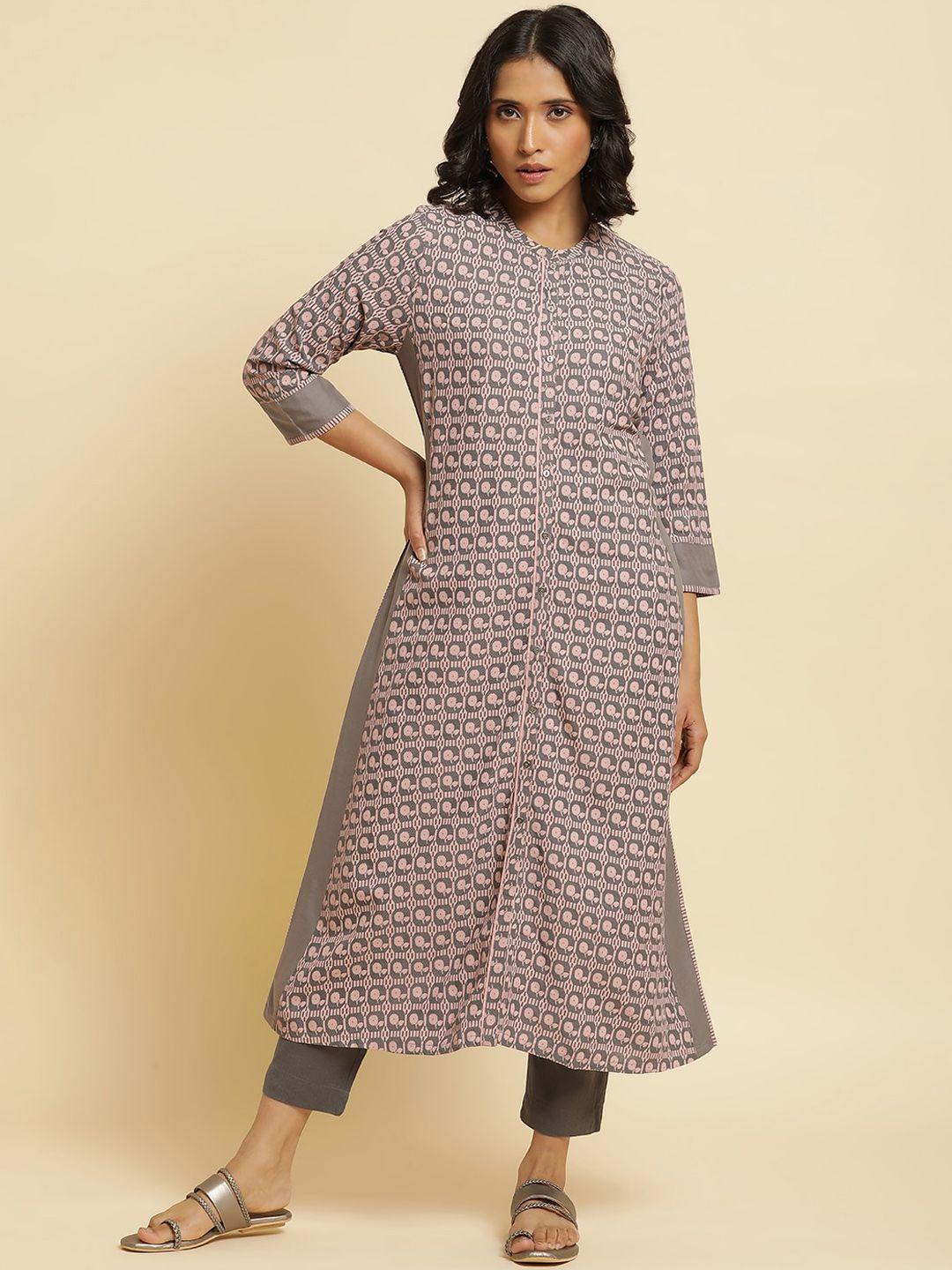 w ethnic motifs printed straight kurta with trousers