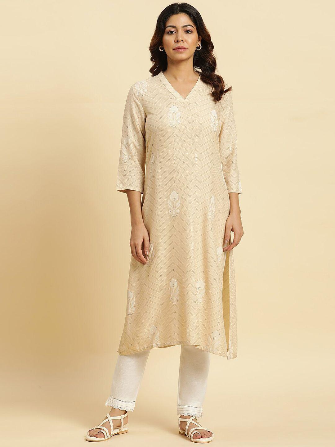 w ethnic motifs printed v-neck kurta