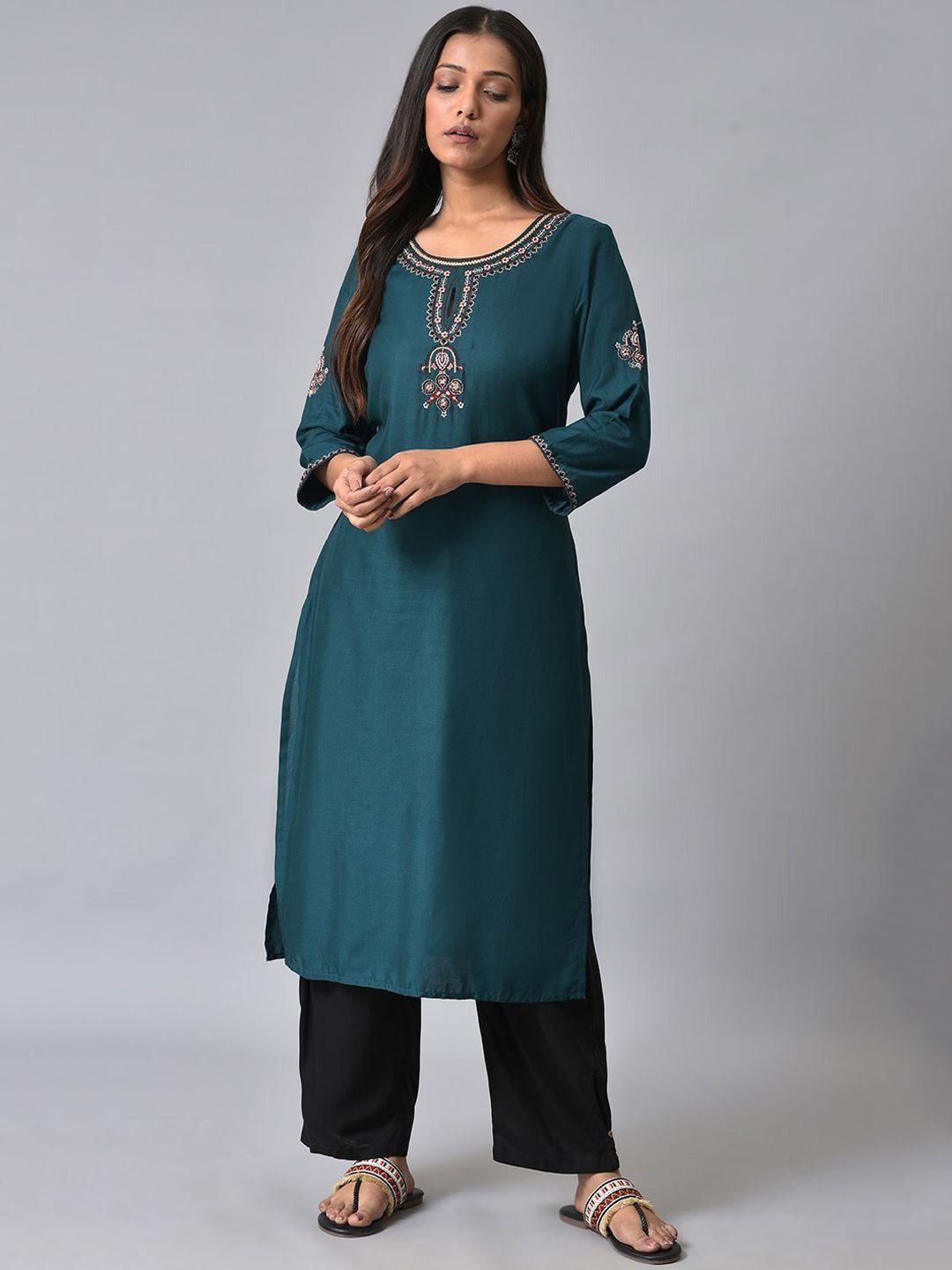 w ethnic motifs yoke design thread work kurta